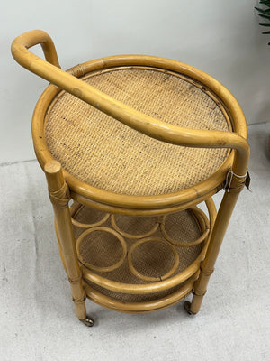 1970s Bamboo Bar Cart