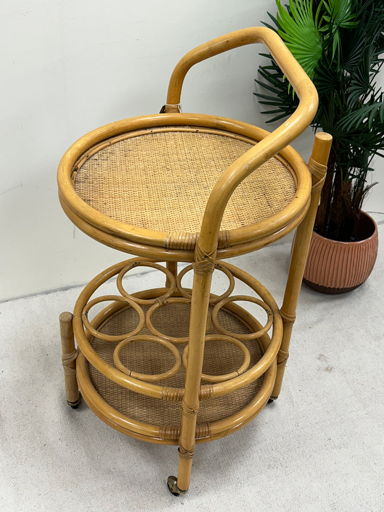 1970s Bamboo Bar Cart