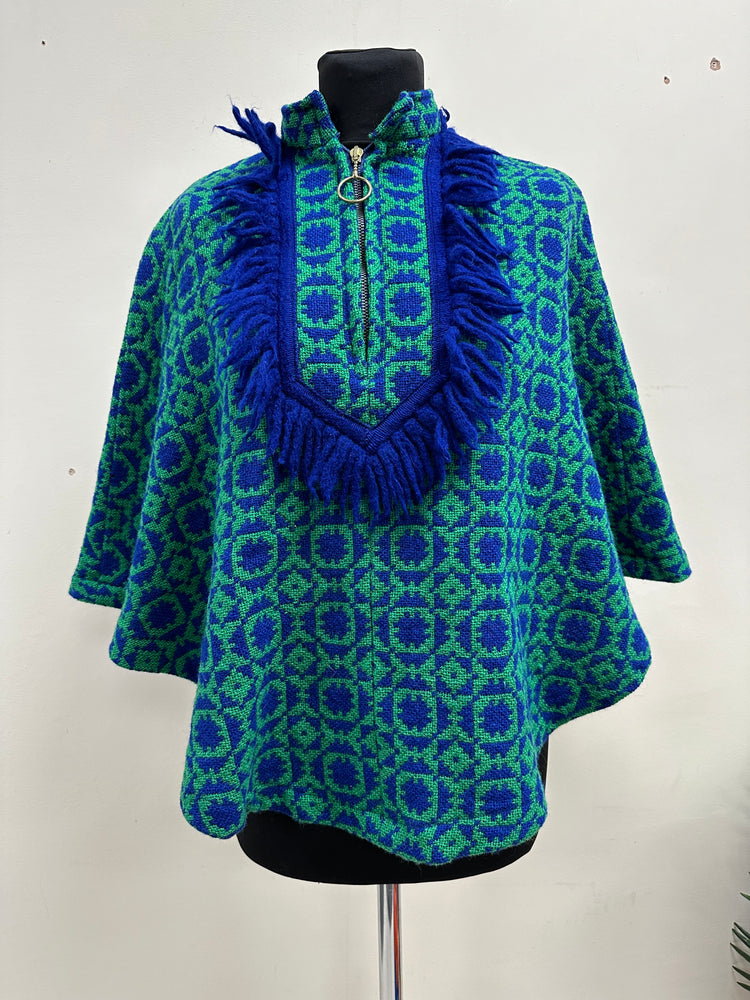 Festival essential, 1960s Welsh Wool Cape with zip up front